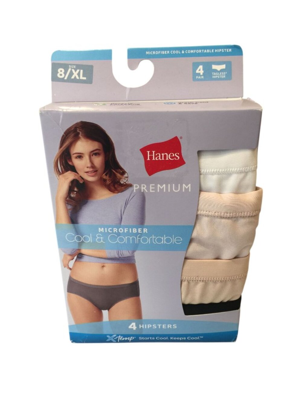 Hanes Ladies 8/XL Cool & Comfortable Hipsters Set of 4 Microfiber